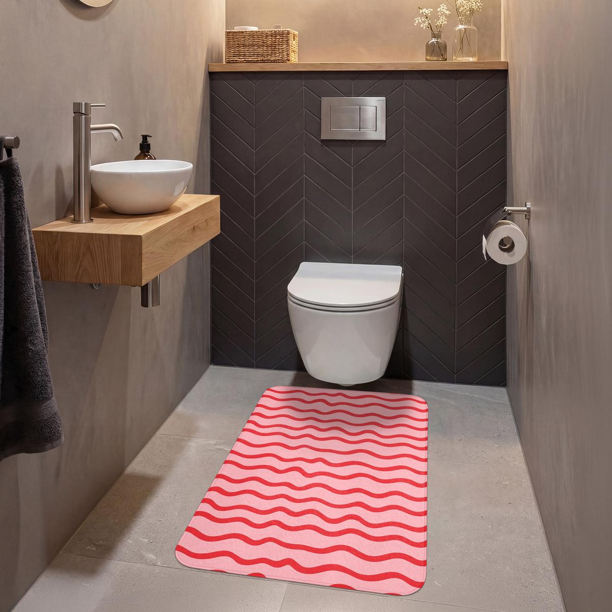WC-VORLEGER Verspielt - Muster - Rot Toilettenvorleger 60x90 cm - Rosa, Textil (60/1cm) - OnlyWow