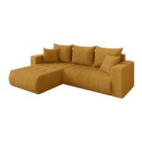 ECKSOFA mit Schlaffunktion Ottomane Links MILA-L 277x194x86 Senfgelb Cord - Dunkelgelb/Schwarz, Holzwerkstoff/Kunststoff (277/194cm) - ALTDECOR