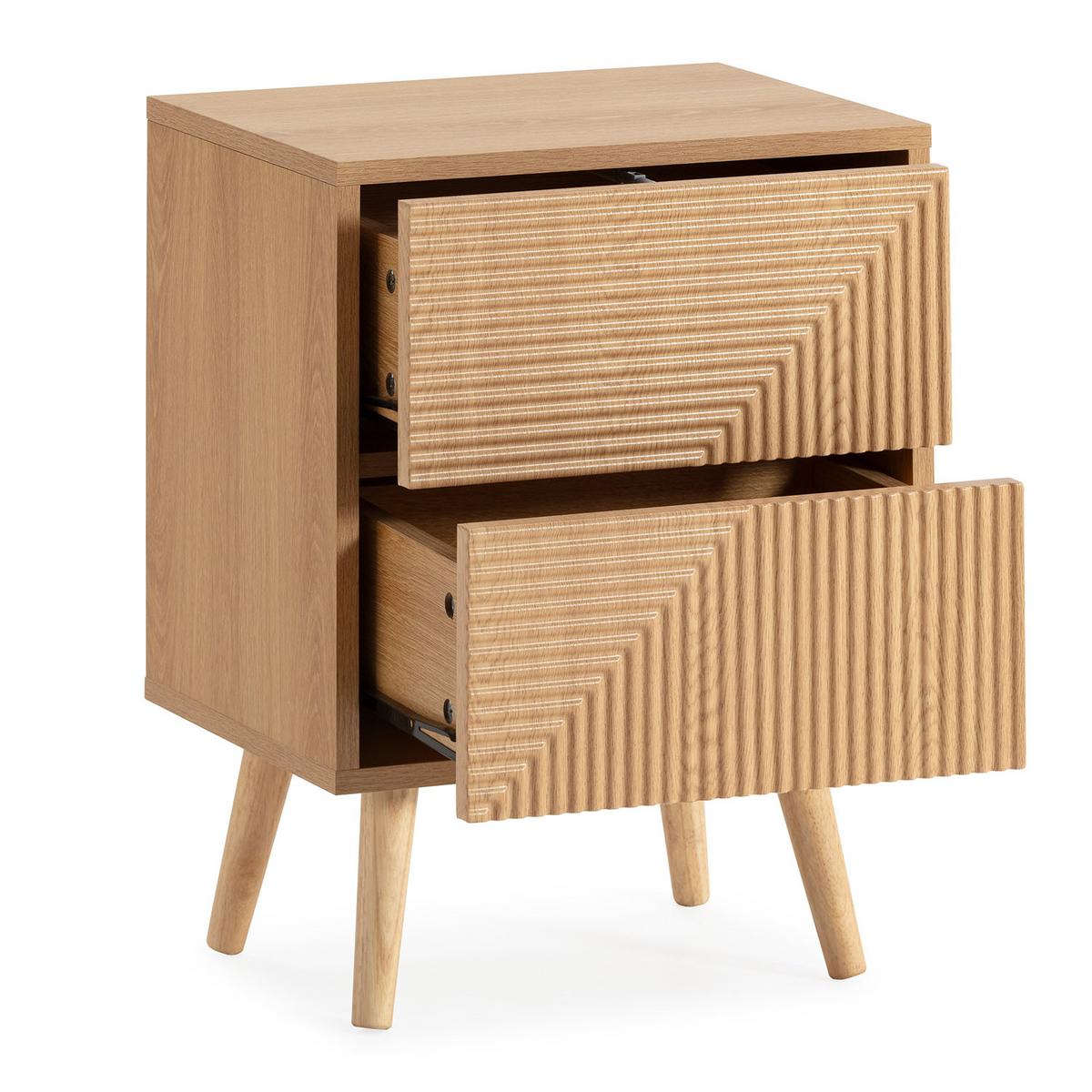 NACHTTISCH Telmo 2 schubladen Eichenfarbe - Honigeiche, Holzwerkstoff (40/55/30cm) - VS Venta-stock