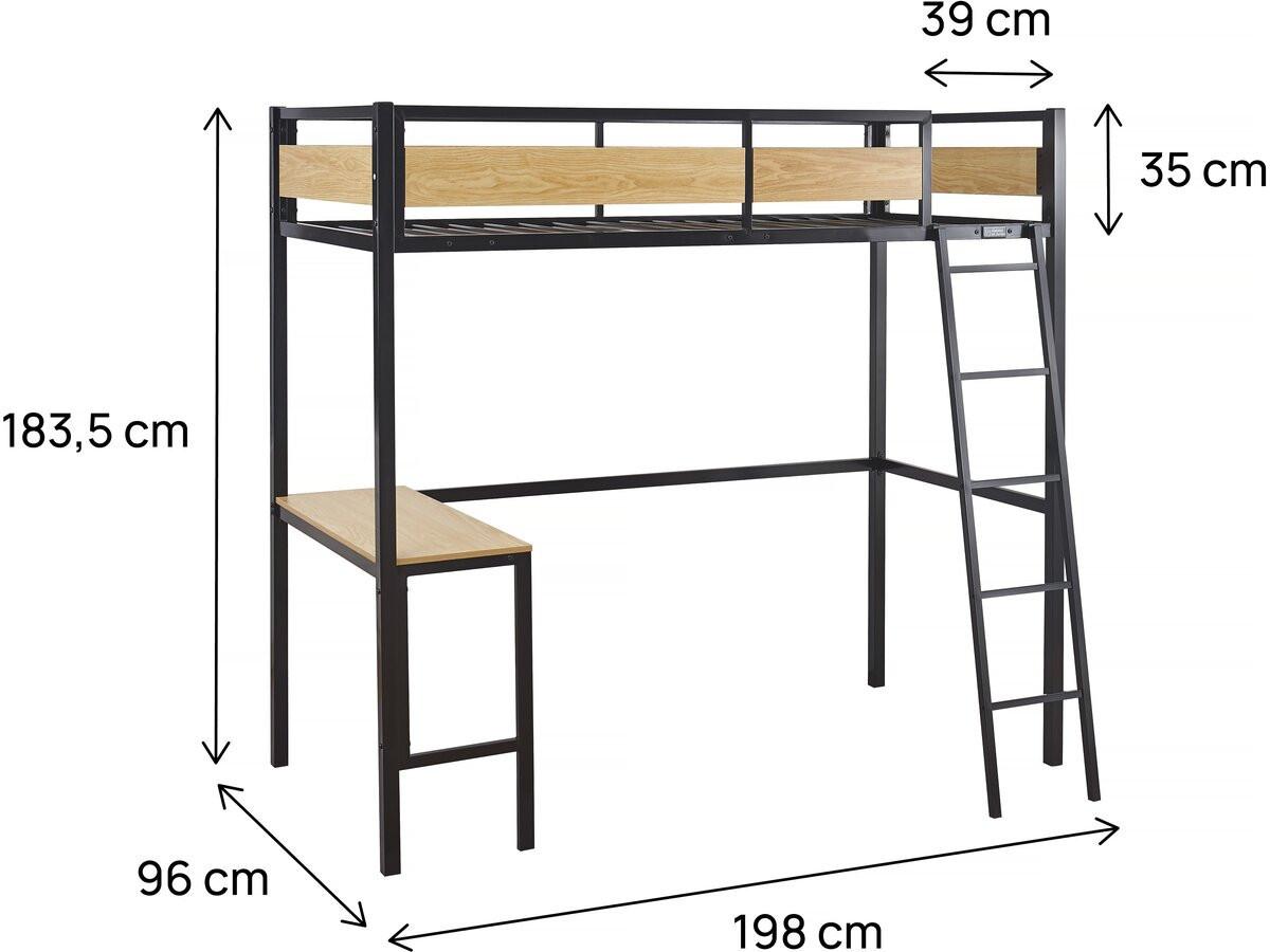 ETAGENBETT ethan Schwarz - Schwarz, Metall (190/90cm) - Habitat Garten