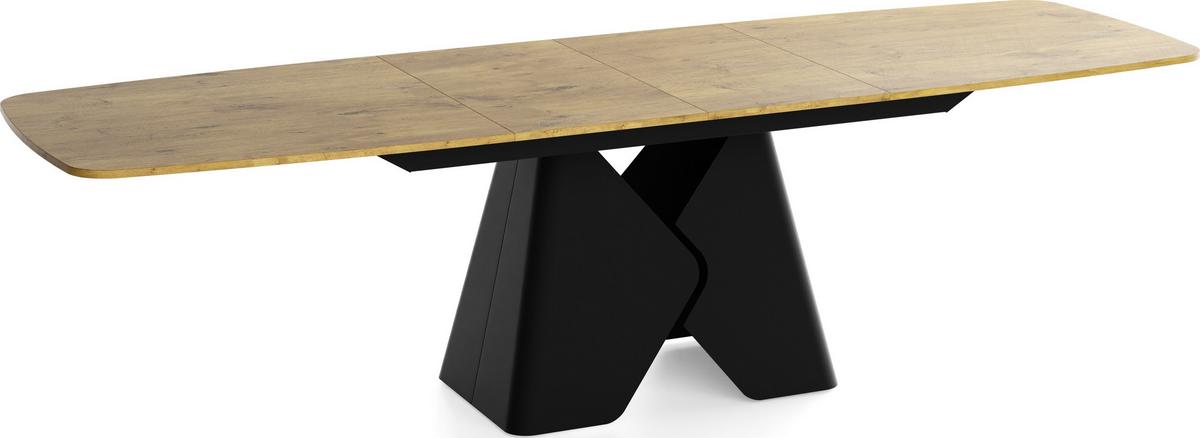 ESSTISCH Vanta rechteckig ausziehbar verlängerbar mit Schwarzem Metallgestell, Eiche Hell Braun 200-290/90/76 cm - Eichefarben/Schwarz, Holzwerkstoff/Metall (90/290/76cm) - WFL GROUP