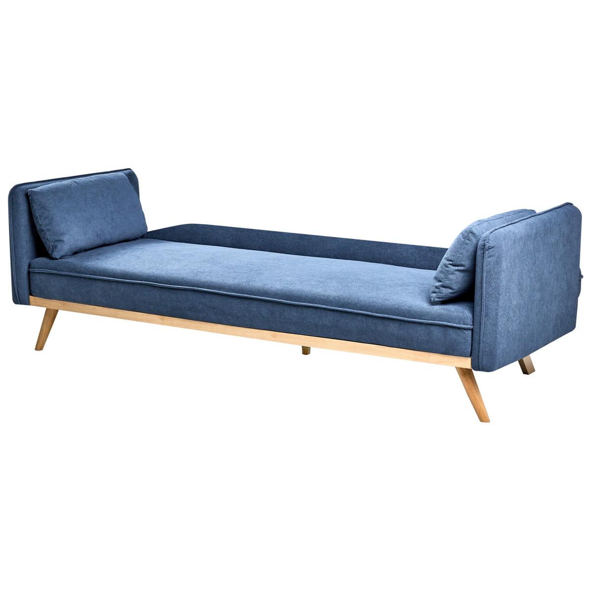 SCHLAFSOFA Stoff Blau Asaa - Blau/Braun, Textil (205/76/80cm) - Beliani