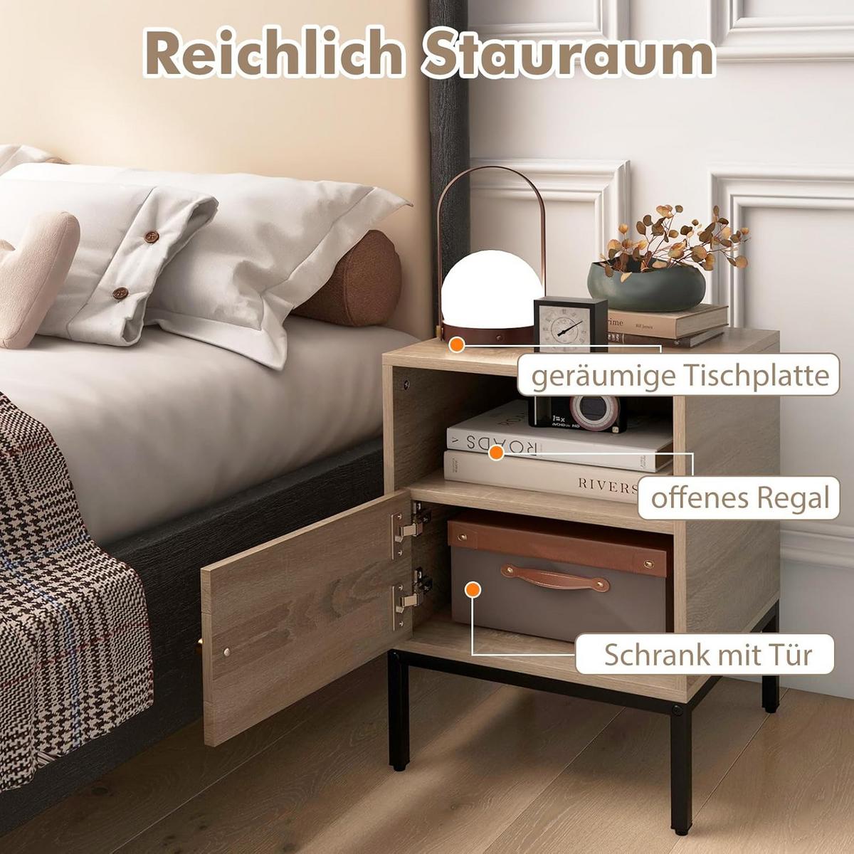NACHTTISCH Braun - Braun, Holz - COSTWAY