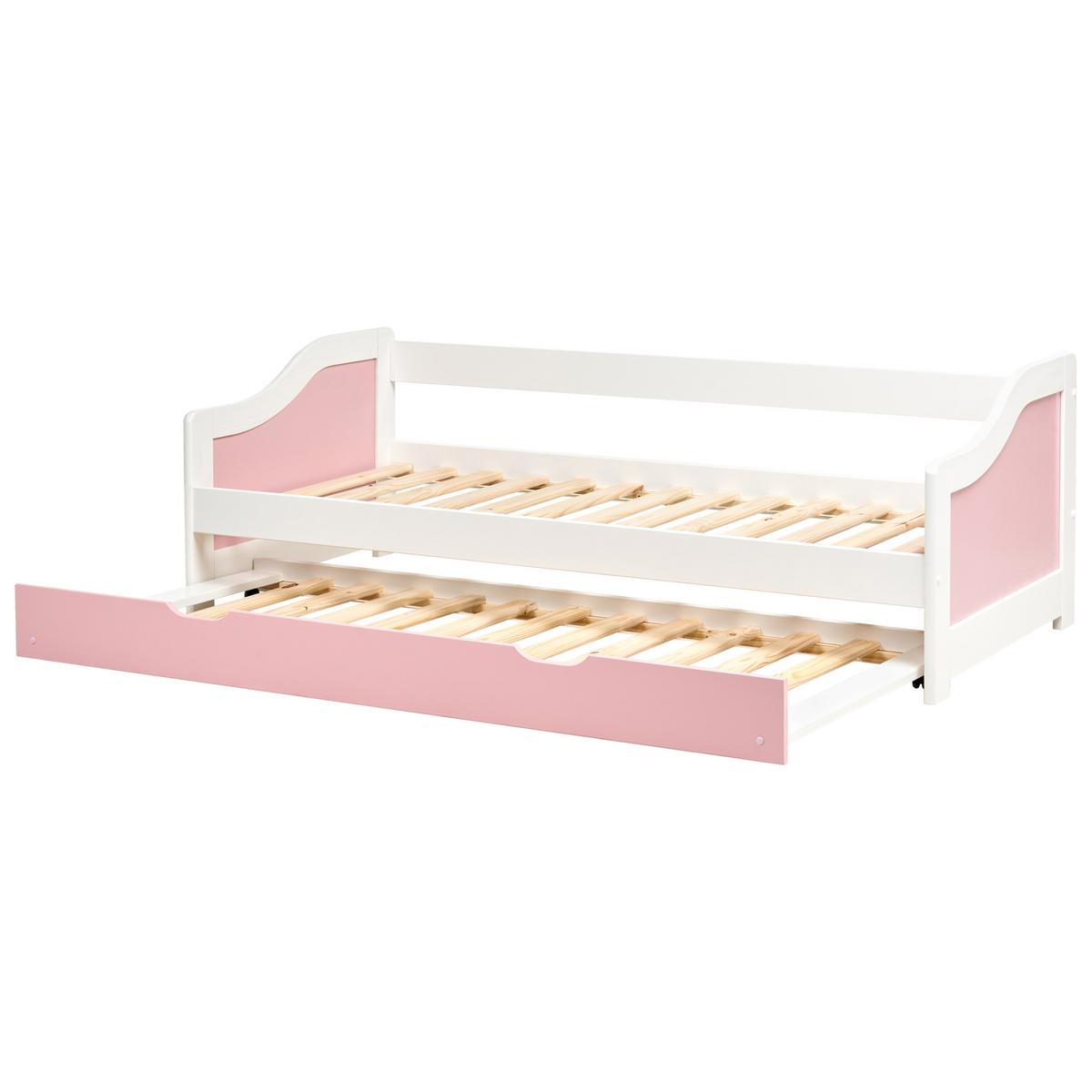 AUSZIEHBETT Kiefernholz 90/200 cm Rosa Luneray - Pink, Holz (90/200cm) - Beliani