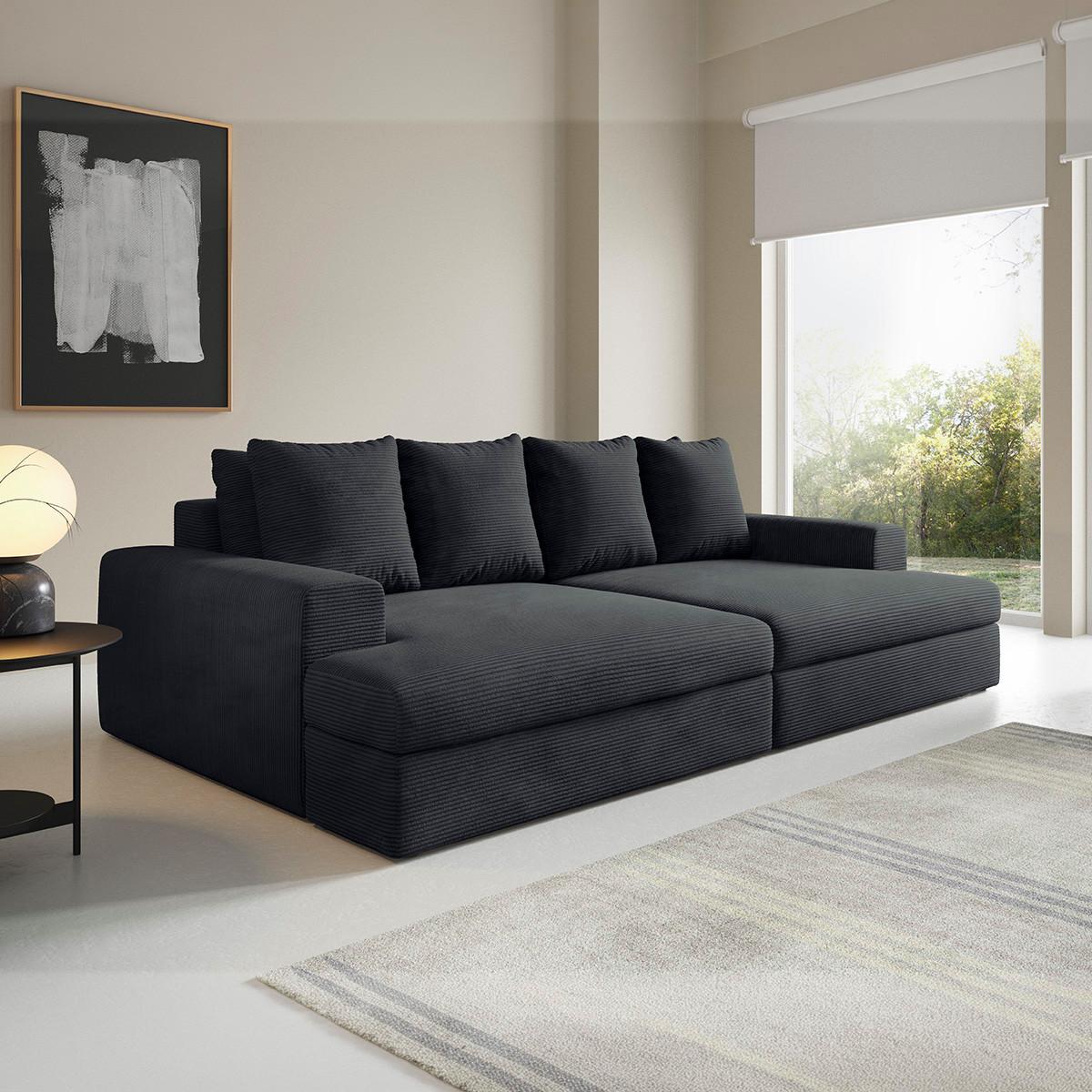 SOFA Paola 3 Sitzplätze Schwarz - Schwarz, Holz (272/86/167cm) - Petits-meubles