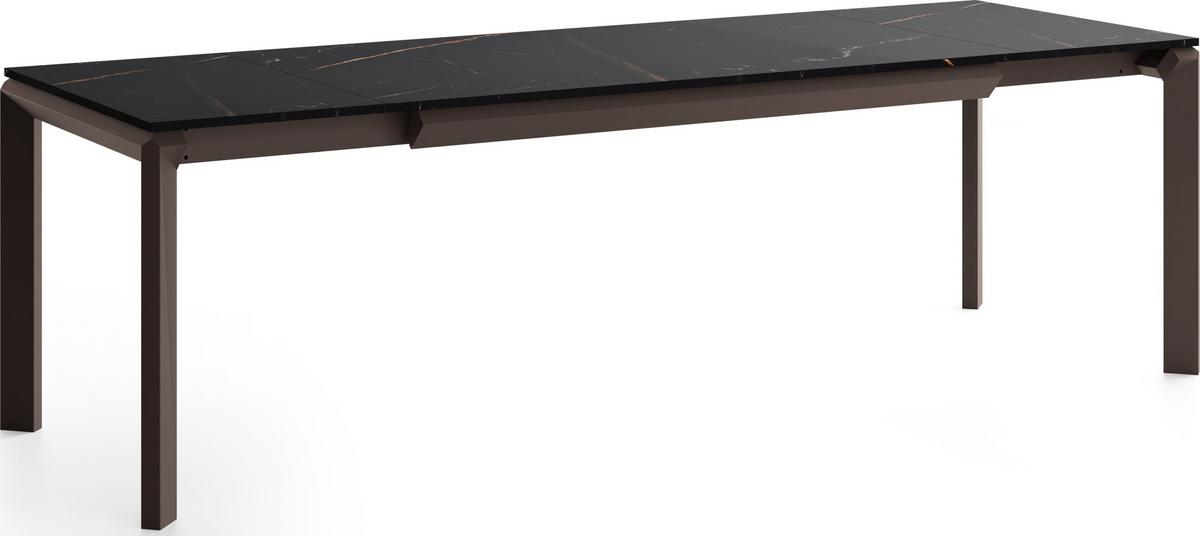 ESSTISCH Elan rechteckig ausziehbar verlängerbar mit Braunen Metallbeinen, Schwarz Marmor Kupfer 160-250/90/76 cm - Braun/Kupferfarben, Holzwerkstoff/Metall (90/250/76cm) - WFL GROUP