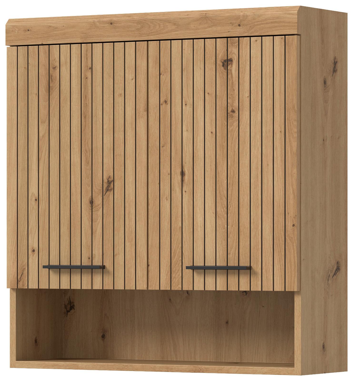 HÄNGESCHRANK Eiche Artisan 74 x 79 cm, Badschrank hängend 2-türig - Schwarz/Eiche Artisan, Holzwerkstoff/Kunststoff (74/79/24cm) - Inn.Furn