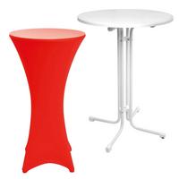STEHTISCH Sylt Ø 80cm Weiß mit Stella Stehtischhusse Ø 80cm Rot - Rot, Kunststoff/Textil (80/80/110cm) - Beautissu 
