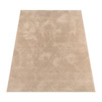 KURZFLORTEPPICH Waschbar, mit Rauten-Struktur, Beige, 60 x 100 cm - Beige, Textil (100/60cm) - KADIMA DESIGN