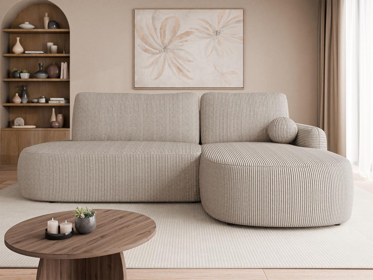 ECKSOFA Loridu O Cord, Seite: Rechts - Schwarz/Sahara, Holz/Kunststoff (274/174cm) - MIRJAN24