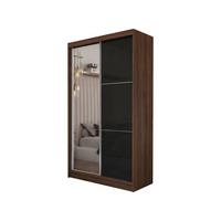 SCHWEBETÜRENSCHRANK VITALE 120/216/61 cm Modern Kleiderschrank 2-türig mit Spiegel Nussbaumfarben - Nussbaumfarben/Schwarz, Holzwerkstoff (120/216/61cm) - MASSENO