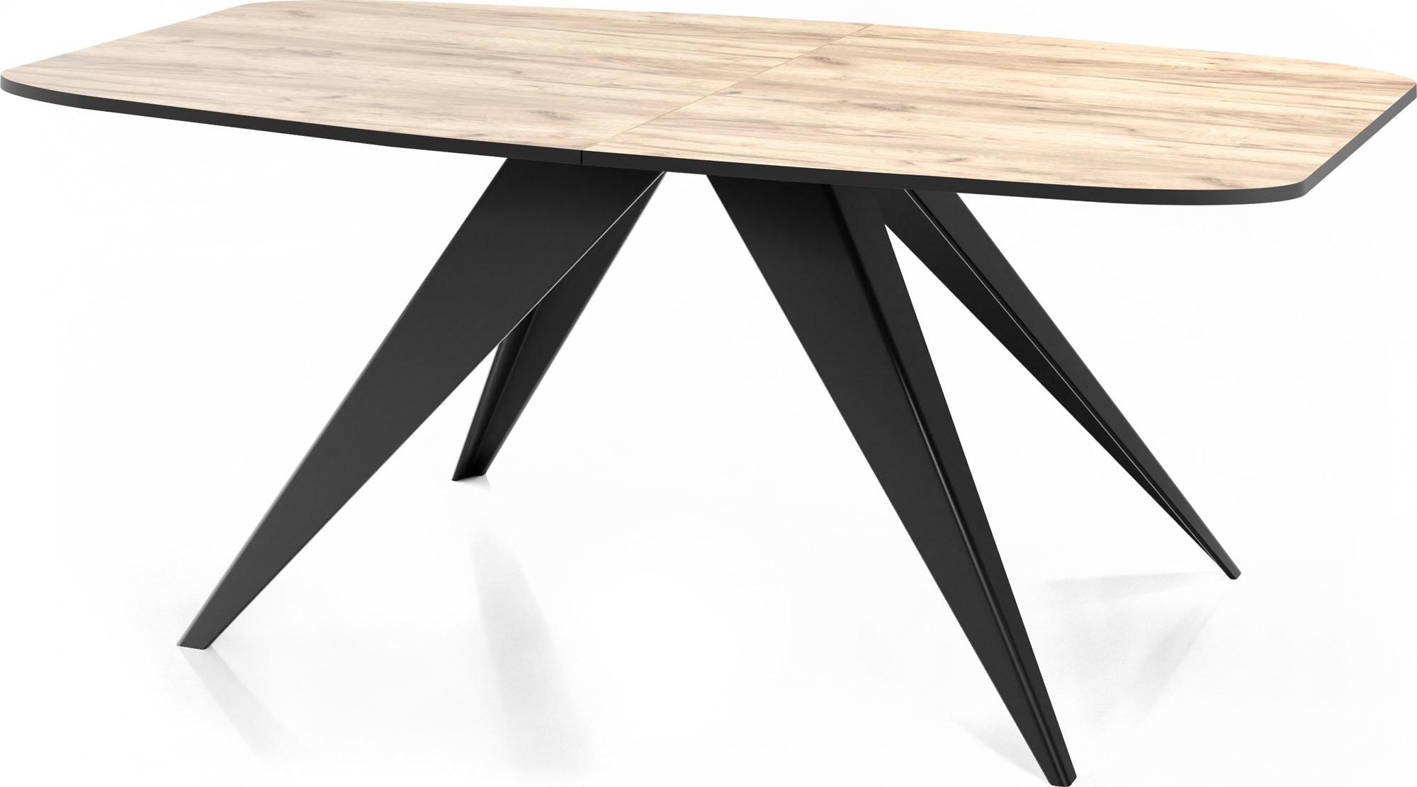 ESSTISCH Foster rechteckig ausziehbar, Craft Eiche 160-198/80/76 cm - Eiche Wotan/Schwarz, Holzwerkstoff/Metall (80/200/76cm) - WFL GROUP