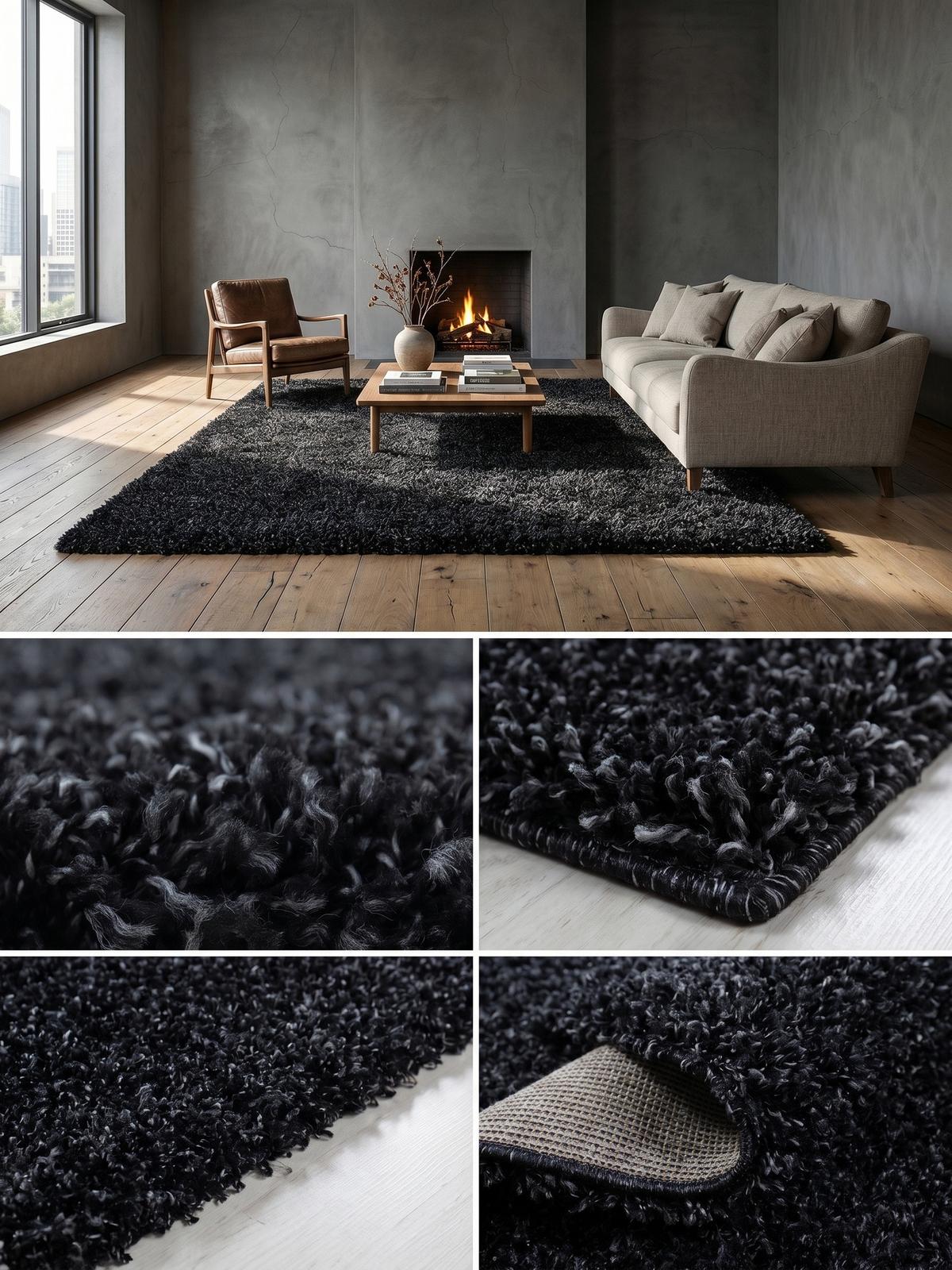 HOCHFLORTEPPICH RHEIN, einfarbig, aus Polypropylen, Anthrazit, 80 x 150 cm - Anthrazit, Textil (150/80cm) - KADIMA DESIGN
