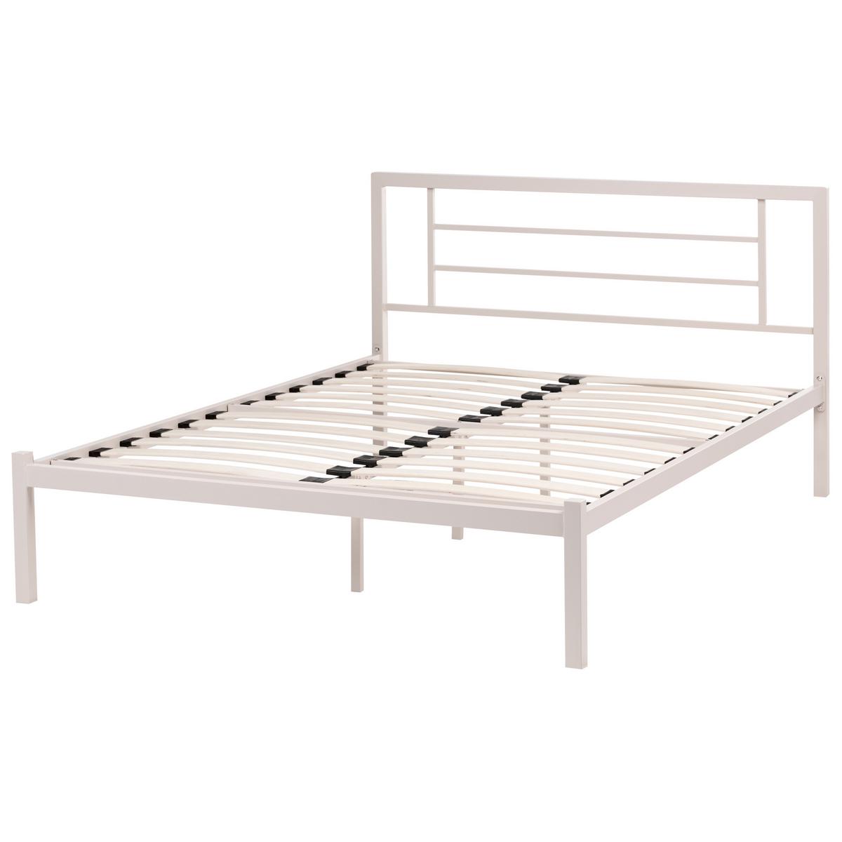 BETT mit Lattenrost 120/200 Stahl Hellbeige Cusset - Beige, Metall (120/200cm) - Beliani