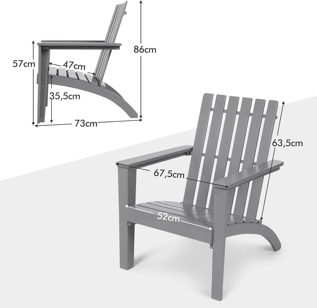 STUHL Grau - Grau, Holz (73/86/67.5cm) - COSTWAY