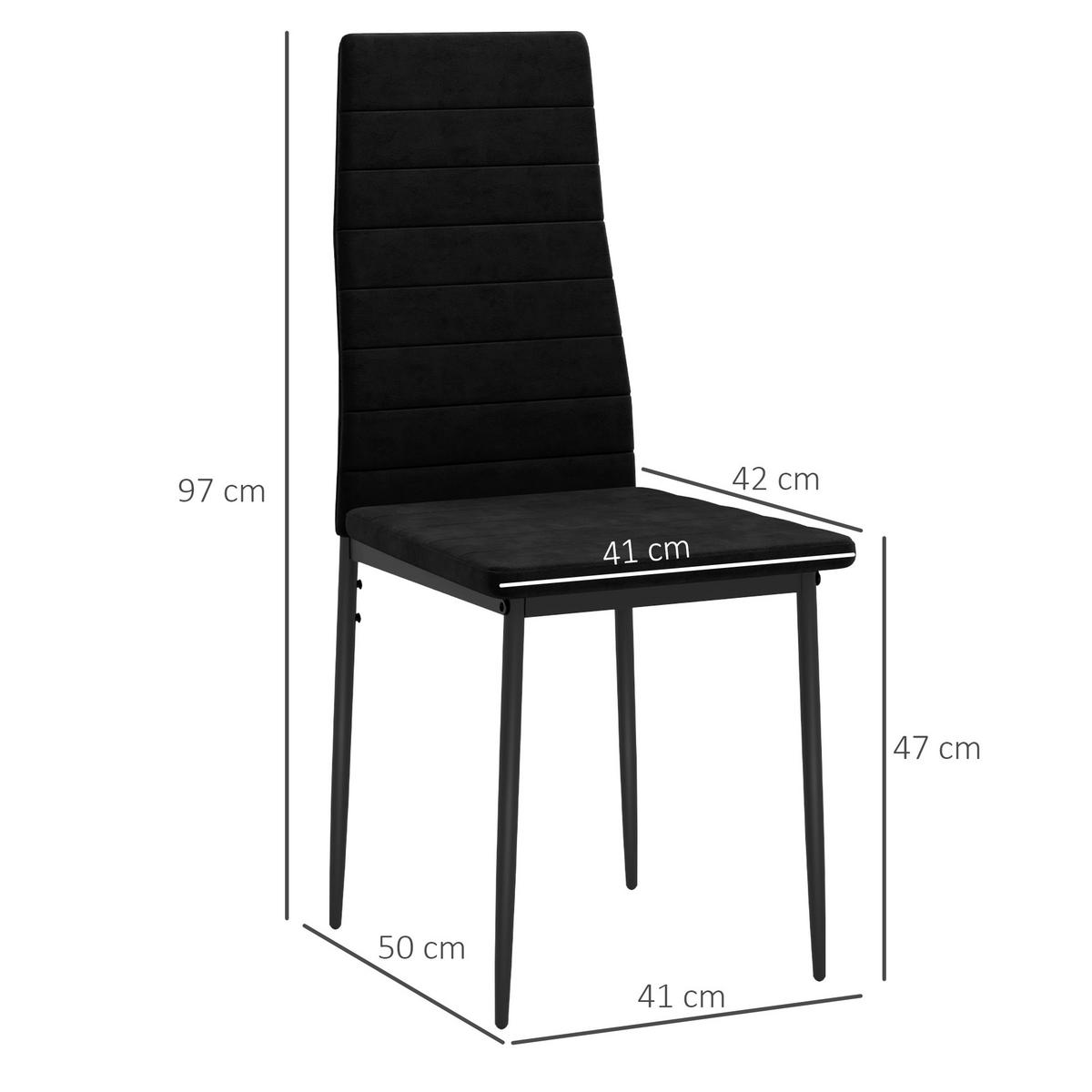 ESSSTUHL 4er Set Polyester Metall Schwarz - Schwarz, Textil/Metall (41/97/54cm) - HOMCOM