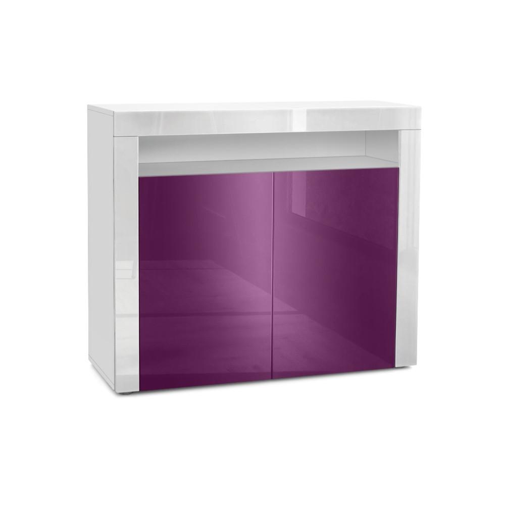 KOMMODE Valencia Brombeer Hochglanz / Weiß Hochglanz - Brombeere/Weiß, Holzwerkstoff (108/92/40cm) - Vladon