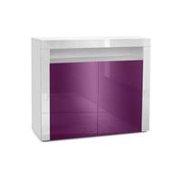 KOMMODE Valencia Brombeer Hochglanz / Weiß Hochglanz - Brombeere/Weiß, Holzwerkstoff (108/92/40cm) - Vladon