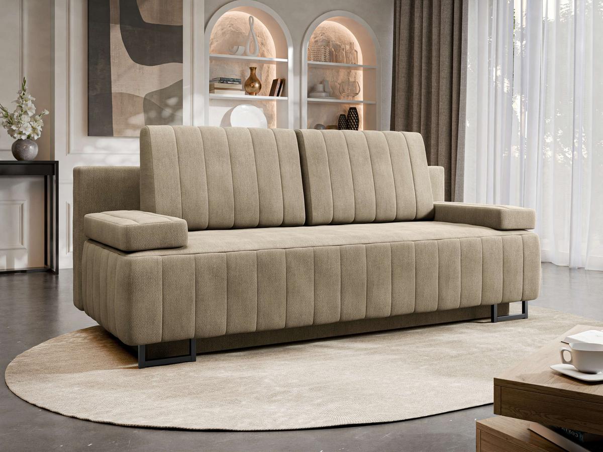 SCHLAFSOFA Laguna - Beige/Schwarz, Holz/Textil (200/90/90cm) - MIRJAN24