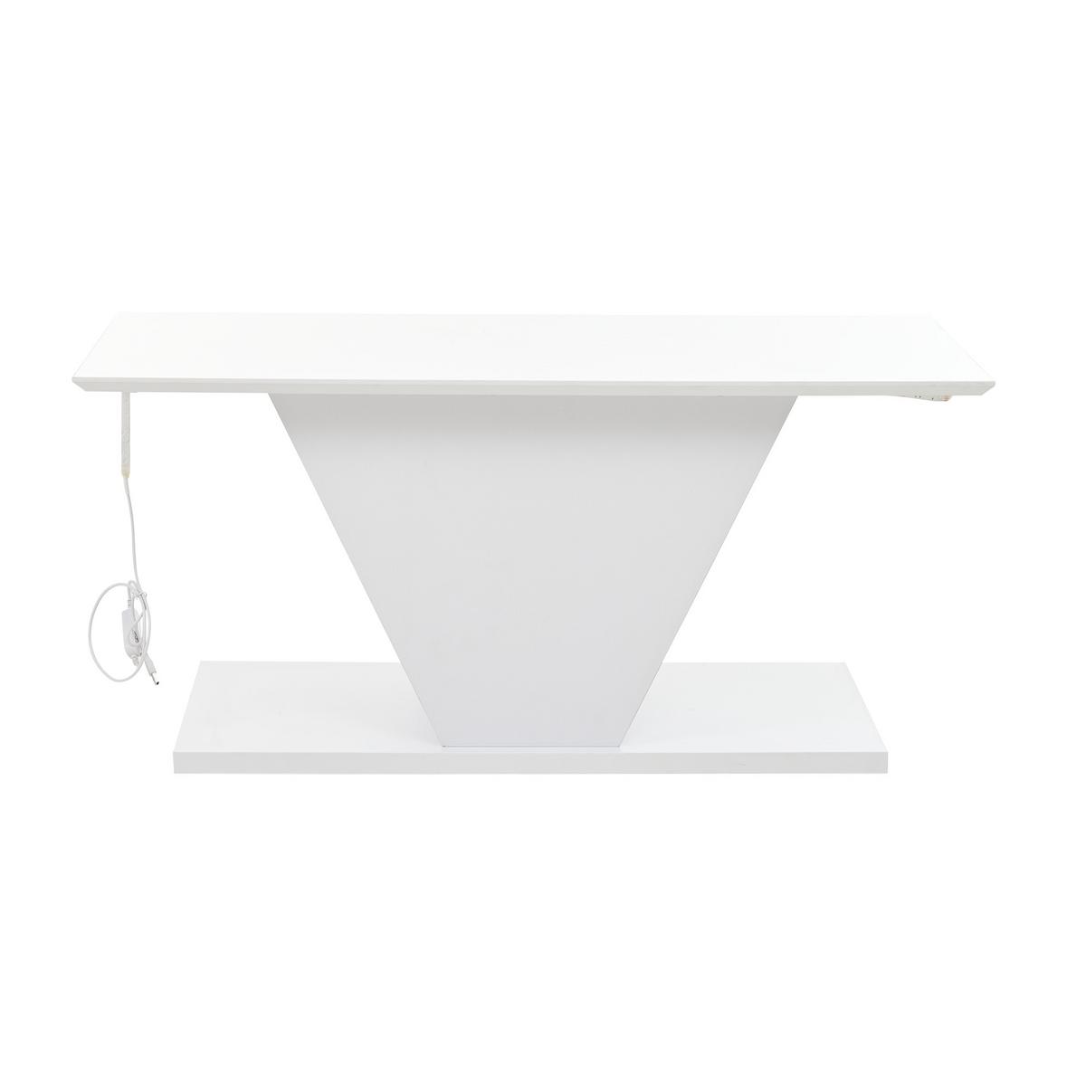 BIELY KONFERENČNÝ STOLÍK s vysokým leskom, LED osvetlením a dizajnom v tvare V - Weiß, Holzwerkstoff (50/100/46cm) - Urban Meuble
