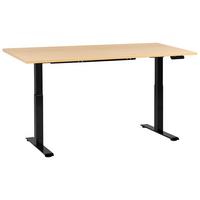 SCHREIBTISCH elektrisch höhenverstellbar 180/72 cm Schwarz/Hellbraun Destines - Hellbraun/Schwarz, Holzwerkstoff/Metall (72/180/63cm) - Beliani