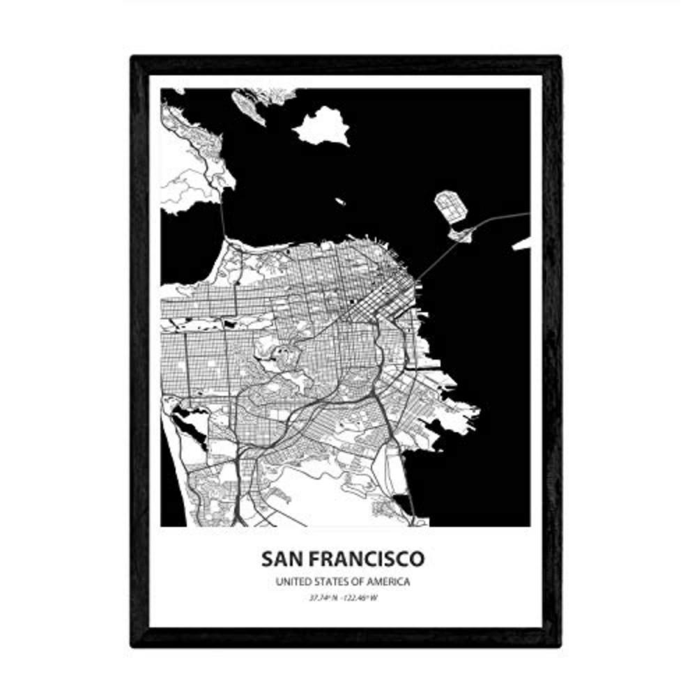 POSTER Karte Von San Francisco - Usa A3 Rahmenlos - Klar, Papier (29.7/5/42cm) - Nacnic