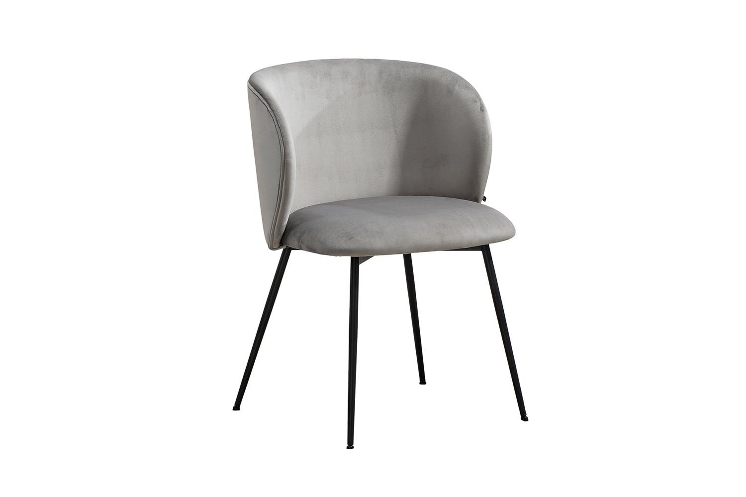 ESSZIMMERSTUHL LENA Grau Velvet (1er-Set) - Grau, Textil (54/78/53cm) - KAWOLA
