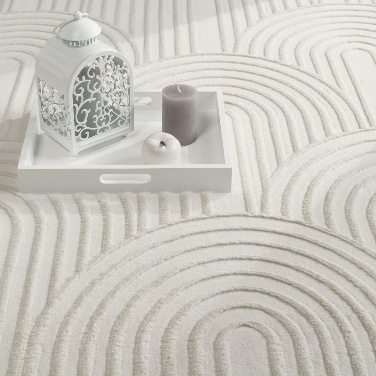 KURZFLORTEPPICH, mit Struktur, aus Polyester, Creme, 80 x 150 cm - Creme, Textil (150/80cm) - KADIMA DESIGN