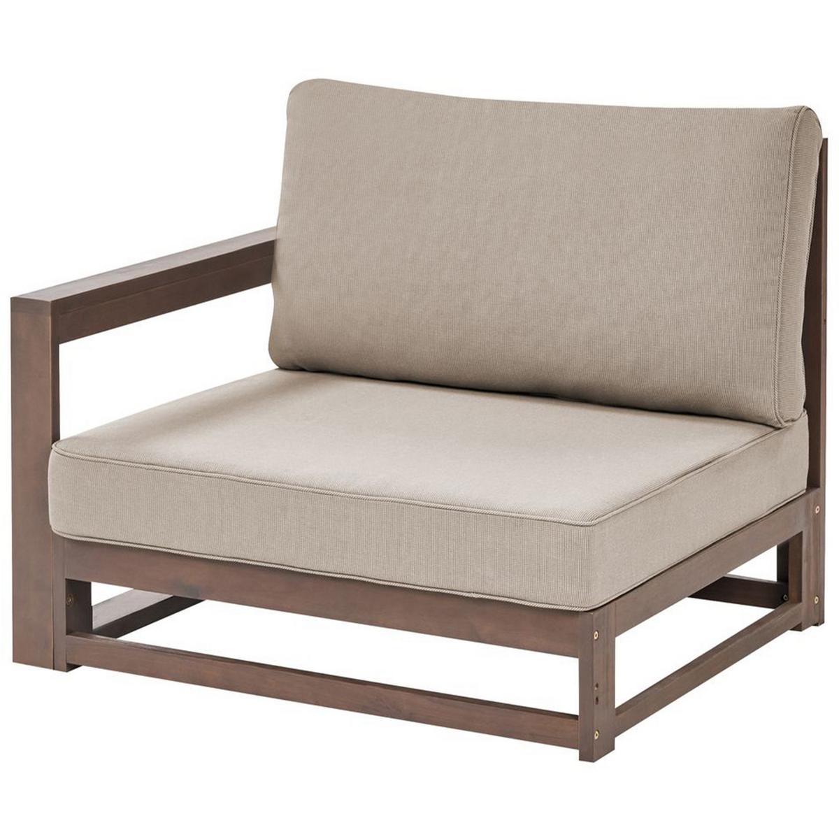 5-SITZER LOUNGE SET zertifiziertes Holz dunkelbraun Auflagen taupe Timor II - Taupe/Dunkelbraun, Holz - Beliani