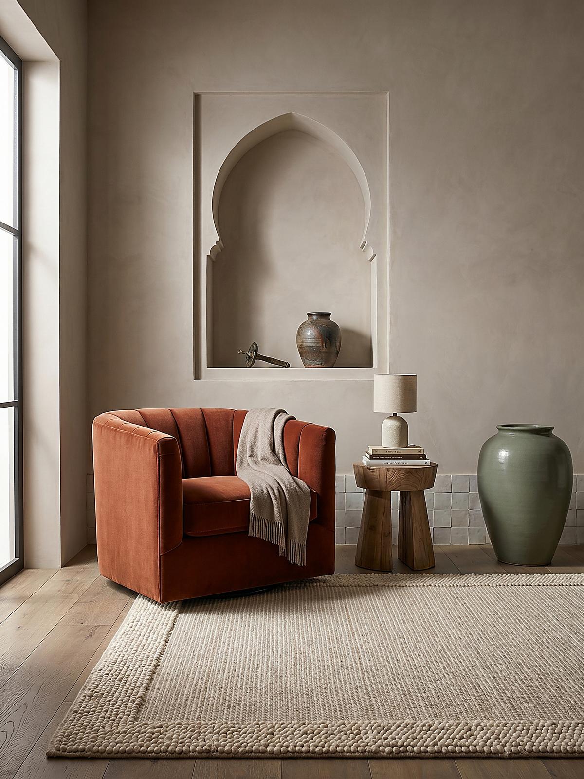 WOLLTEPPICH MOAT, mit Bordüre, Beige-Natur, 80 x 150 cm - Beige, Textil (80/150cm) - KADIMA DESIGN