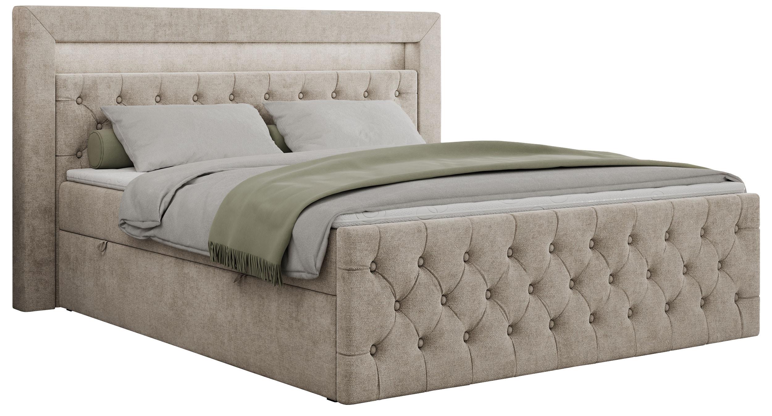 BOXBETT GOLD-9 LED 200/200 Beige Struktur - H4 - Beige, Holz/Textil (200/200cm) - MKS