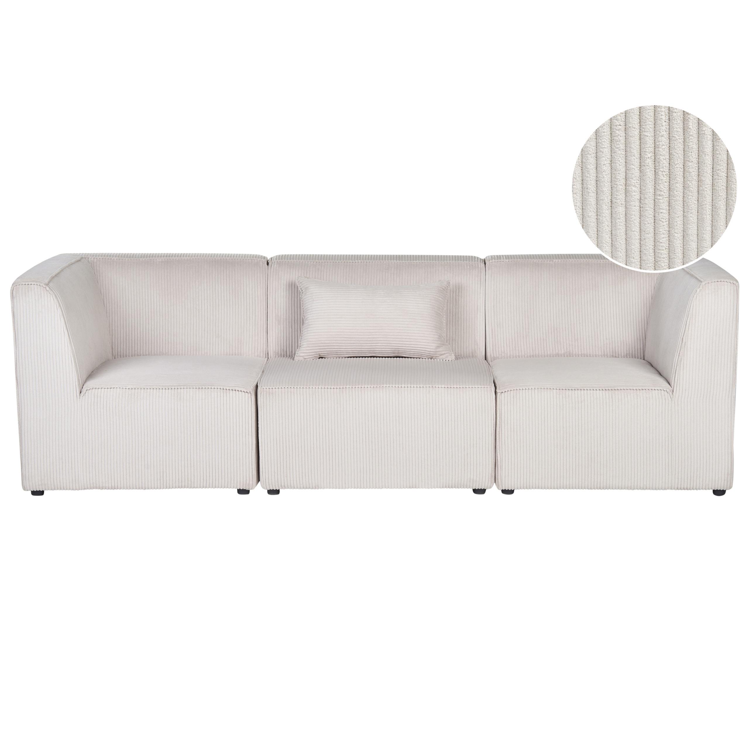 3-SITZER-MODULSOFA Beige Cord Lemvig - Beige, Textil (250/78/83cm) - Beliani