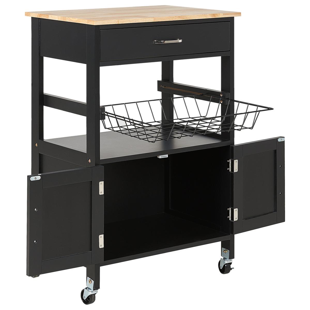 SERVIERWAGEN Schwarz Lugo - Schwarz/Braun, Holzwerkstoff (58/90/40cm) - Beliani
