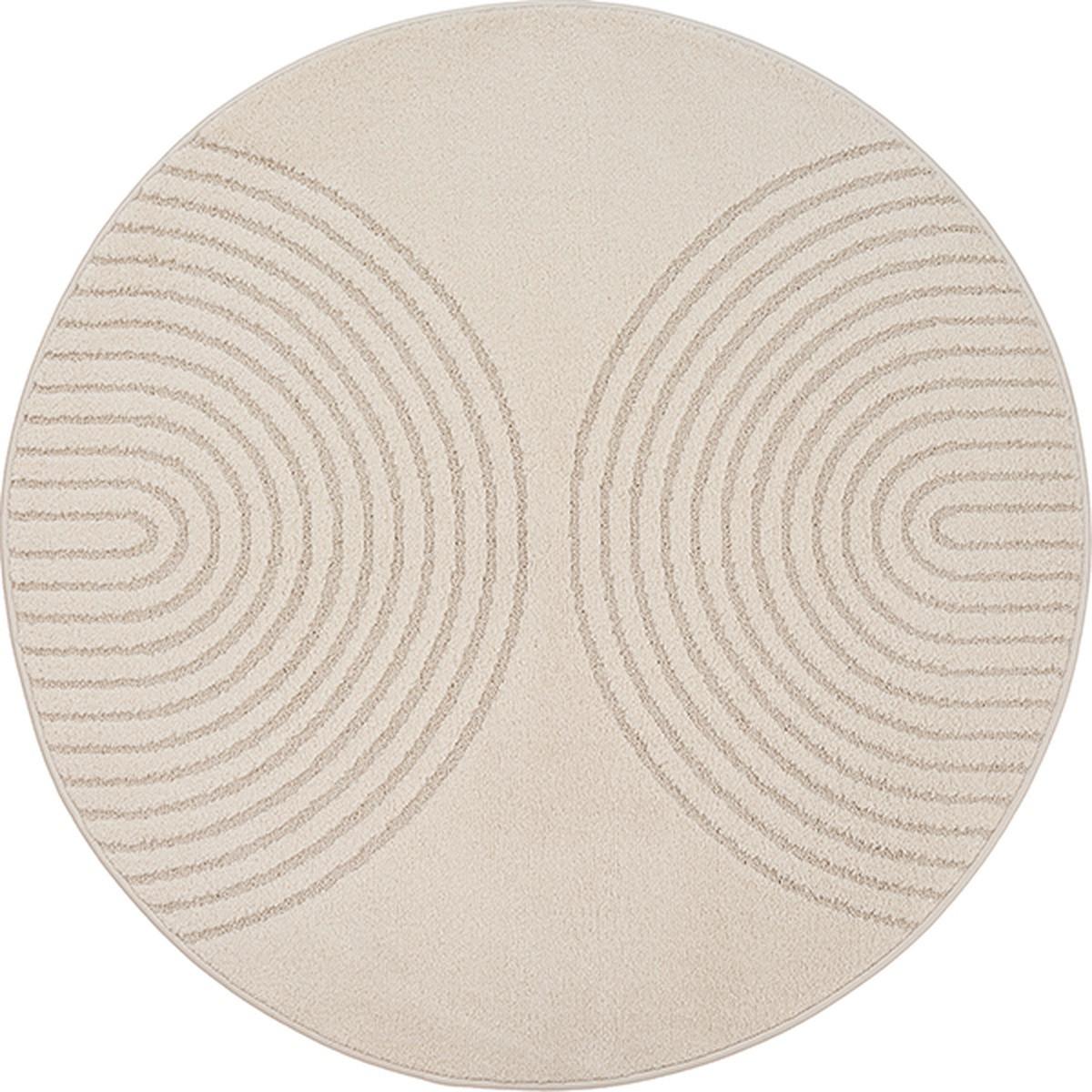 RUNDTEPPICH Geometrisch MUOTA Polypropylen Beige 120 x 120 cm - Beige, Textil (120/120cm) - KADIMA DESIGN
