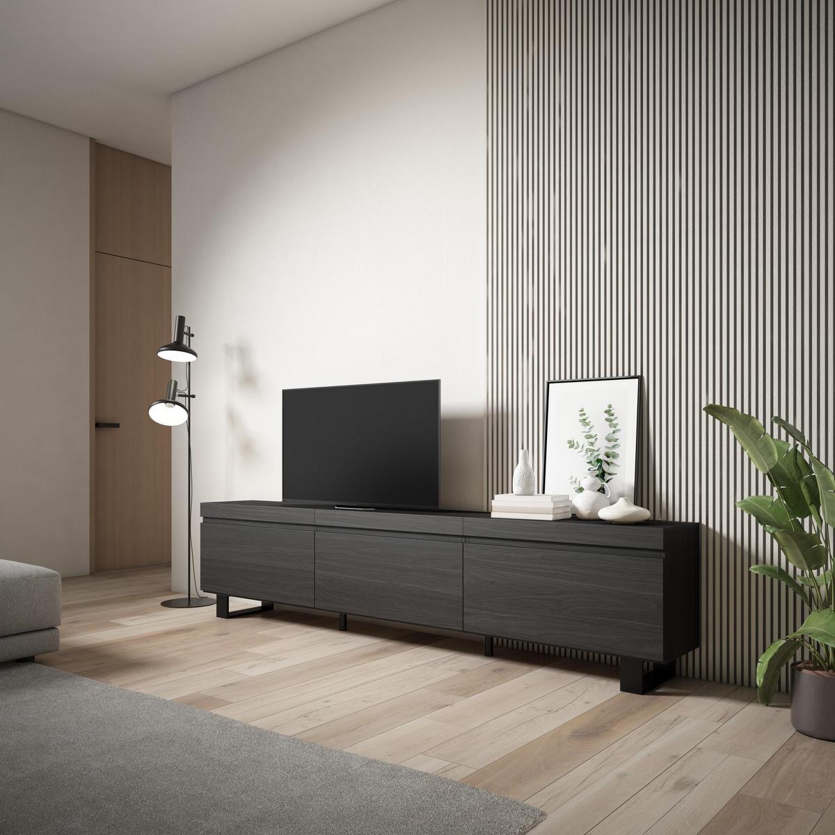 LOWBOARD, Tv-Schrank, Schwarz, 240/35/57cm - Schwarz, Holzwerkstoff (240/57/35cm) - Skraut Home