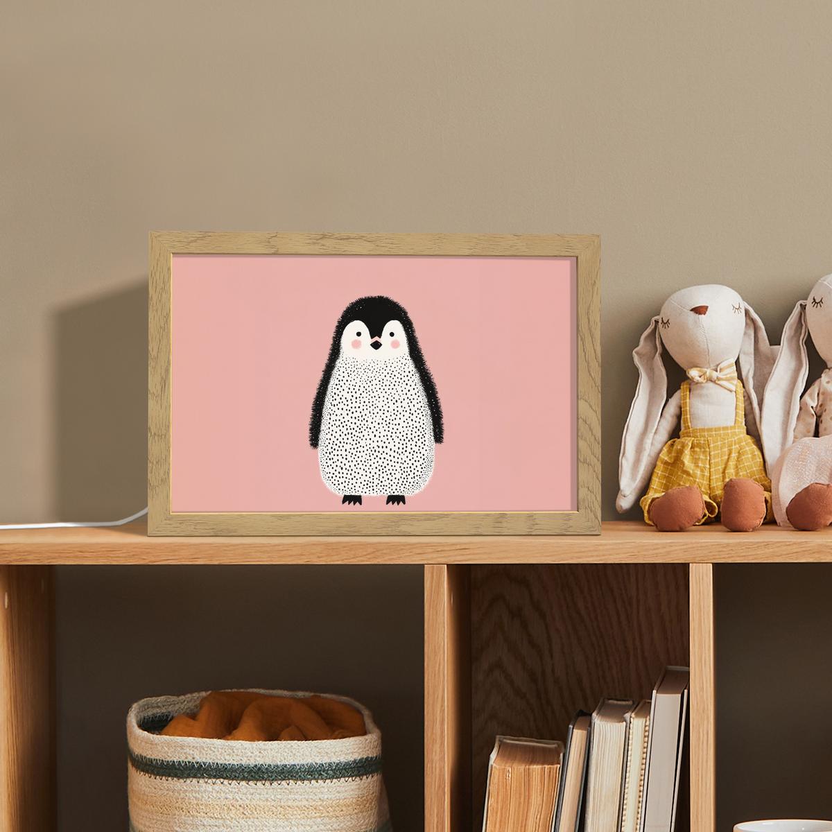 NACHTTISCHLAMPE Pinguin - Punkte - Minimalistisch - Rosa 30x20 cm - Rosa, Holzwerkstoff (8/30/20cm) - OnlyWow