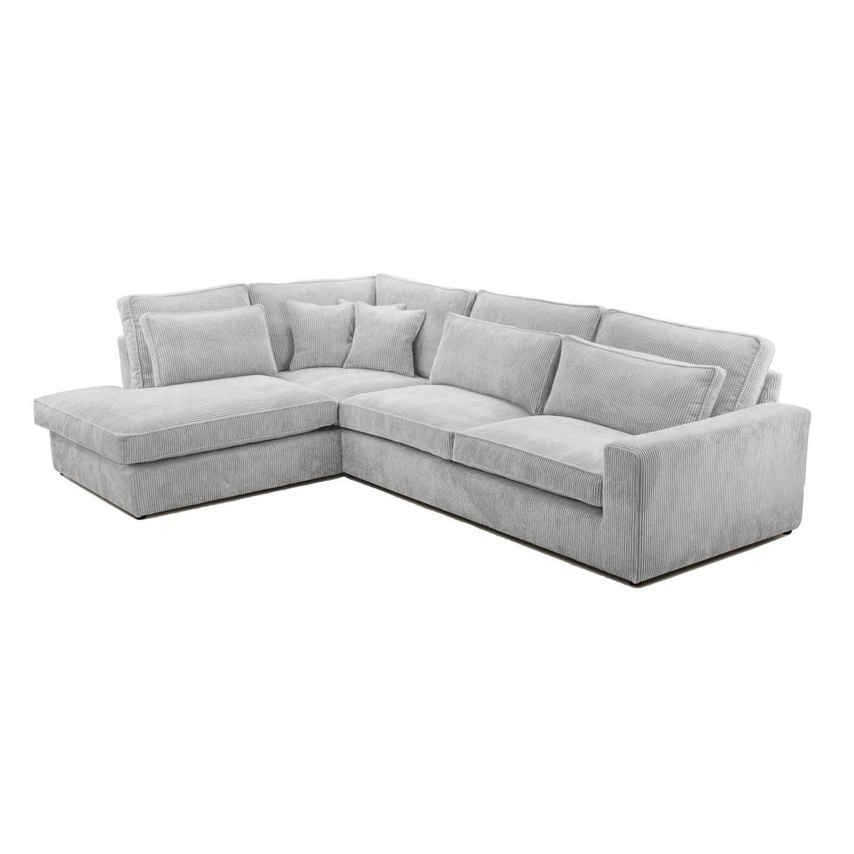 ECKSOFA Parma ohne Schlaffunktion, Cord-Stoff, Graubeige, Links - Hellgrau/Schwarz, Textil (314/224cm) - Beautysofa
