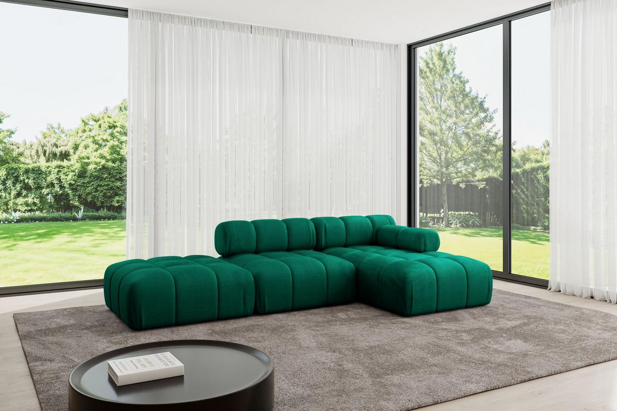 ECKSOFA modulares Sofa Lizur-L1 - 285x160x70 cm Dunkelgrün Velours - Dunkelgrün, Holzwerkstoff/Textil (285/160cm) - ALTDECOR