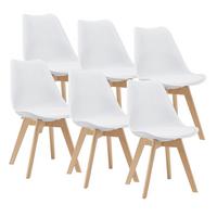 ESSZIMMERSTUHL-SET 6 TLG. Fläten - Weiß, Leder (49/81/57cm) - [en.casa]