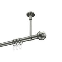 GARDINENSTANGE Sonette Luino 540 cm (geteilt in 3 x 180 cm), 1-läufig, 20 mm Ø Edelstahl-Optik - Edelstahlfarben, Metall (540cm) - INTERDECO