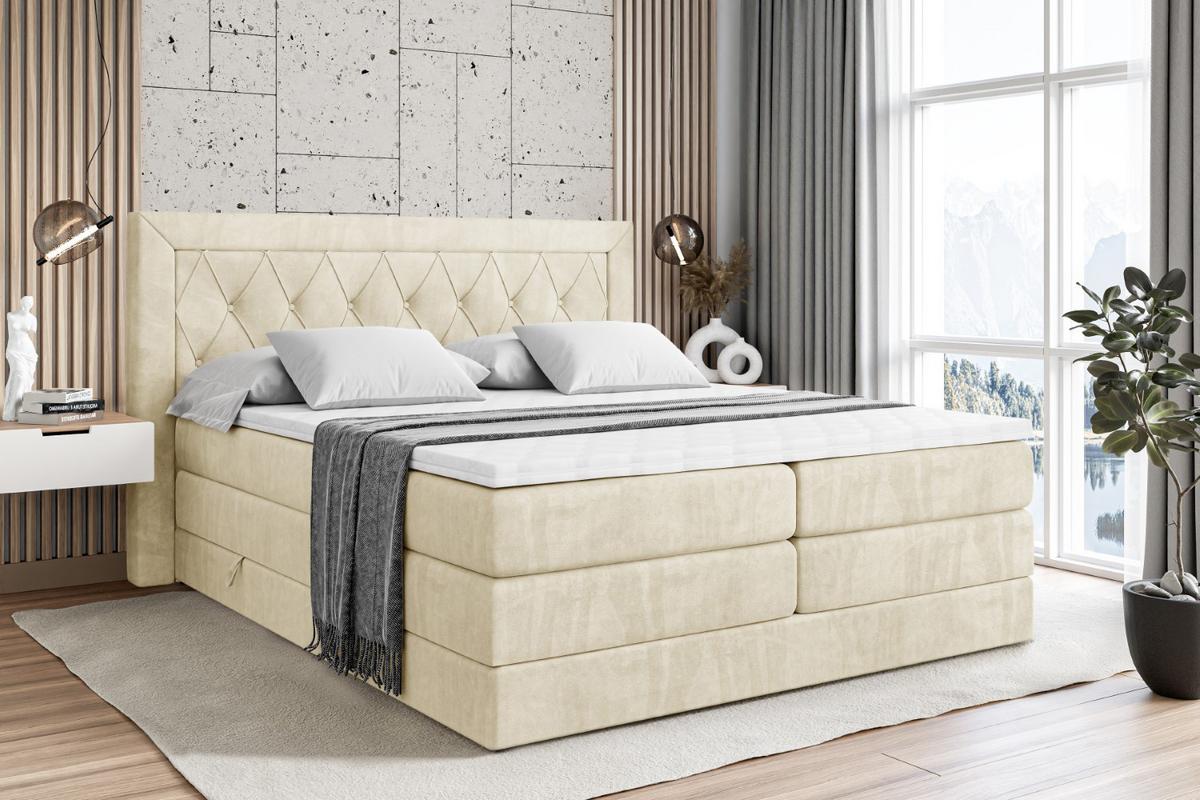 BOXSPRINGBETT NOEL KING - 140 x 200 - H3/H4 - Beige - Beige, Holzwerkstoff (140/200cm) - ALTDECOR