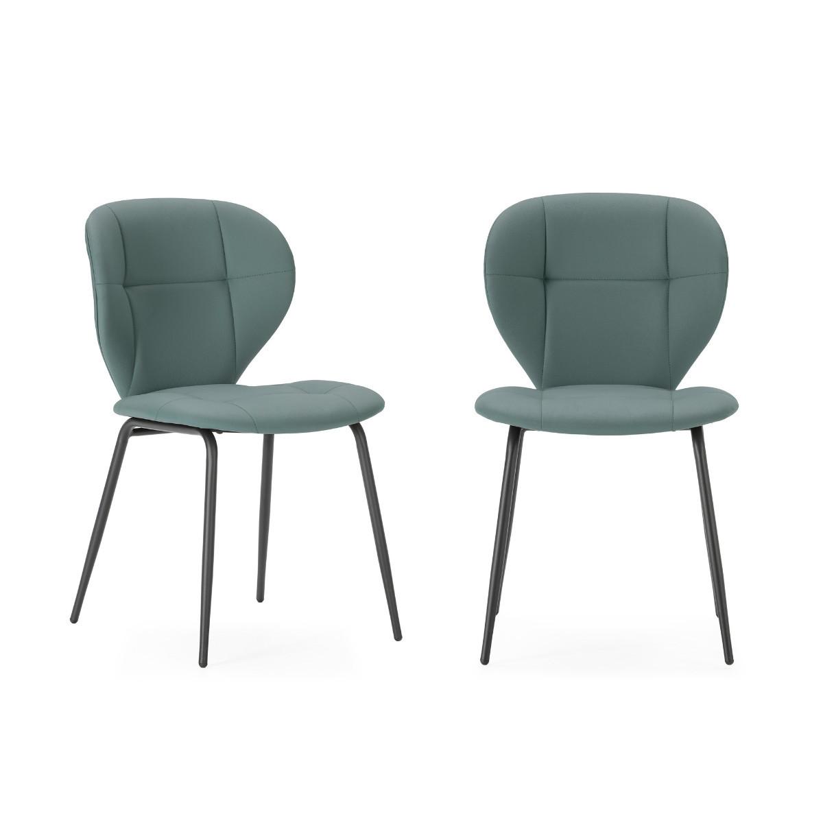 STÜHLEN (Set aus 2) mit schwarzen metallbeinen - maura 50/57,5/49 cm - Grün, Kunststoff (57.5/49/50cm) - Calicosy