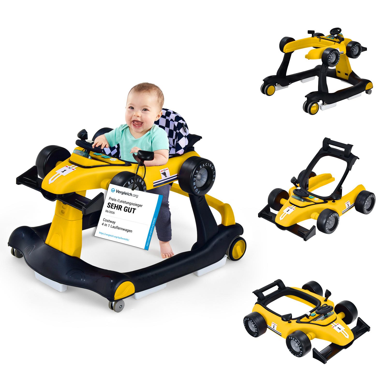 LAUFLERNWAGEN Klappbar Gelb - Gelb, Kunststoff (76/56/64cm) - COSTWAY