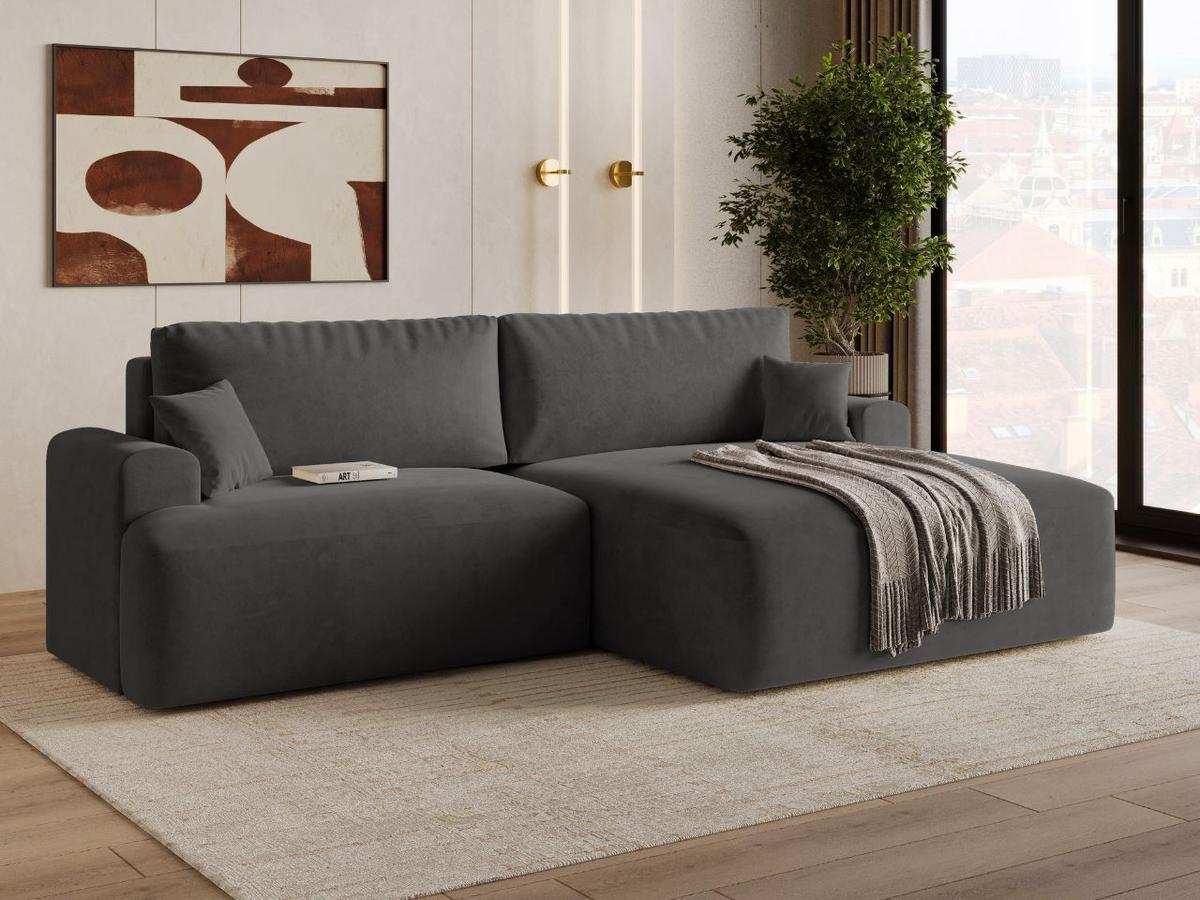 ECKSOFA Serene Dunkelgrau Links - Dunkelgrau, Holz/Textil (259/145cm) - Graingold