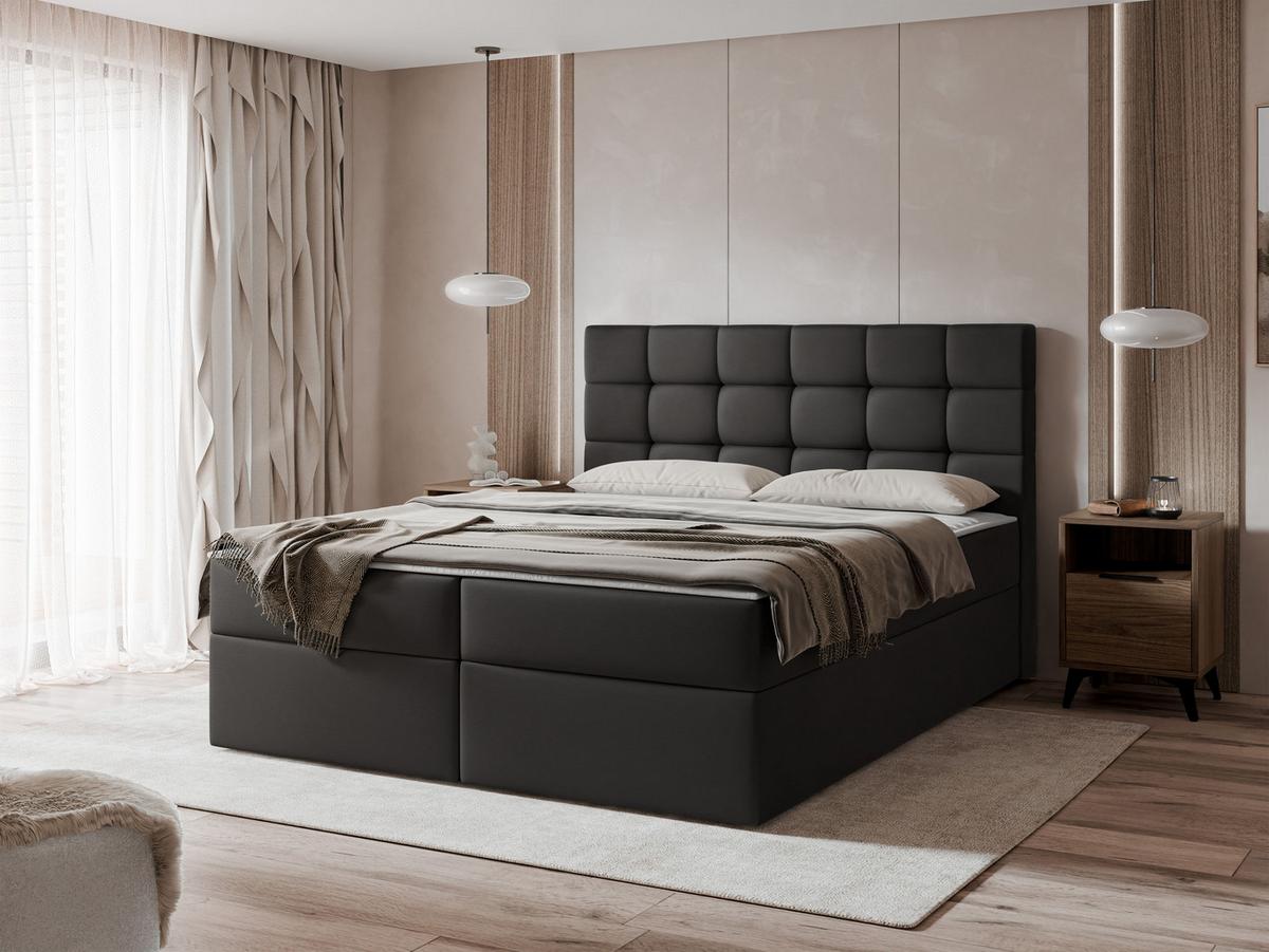 BOXBETT Luanda - H3 - Schwarz, Holzwerkstoff/Textil (160/200cm) - MIRJAN24