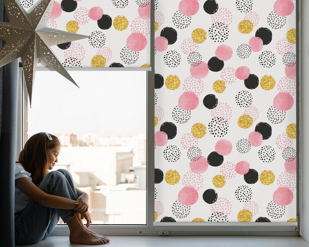 INNENROLLO - Fensterrollo - Rollo - 90x140 cm - Verschiedene Kreise - Pink, Kunststoff (90/140/0.5cm) - TULUP