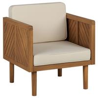 GARTENSESSEL Akazienholz hellbraun Auflagen creme Baratti - Hellbraun/Beige, Holz (65/76/65cm) - Beliani