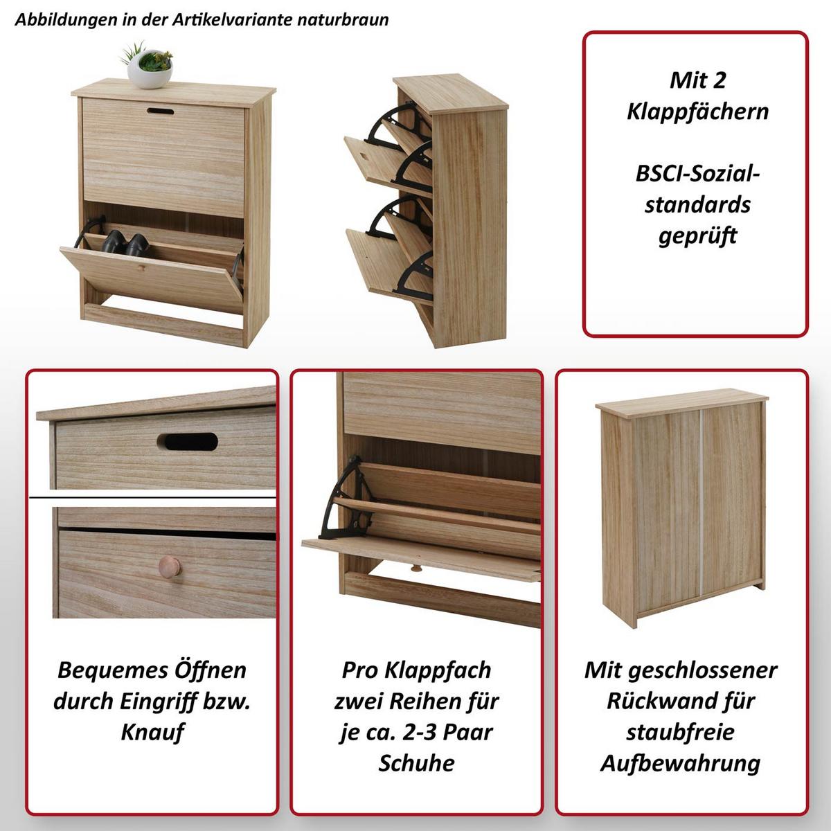 SCHUHKIPPER Grau, Braun - Braun/Grau, Holzwerkstoff (60/81/25cm) - MCW
