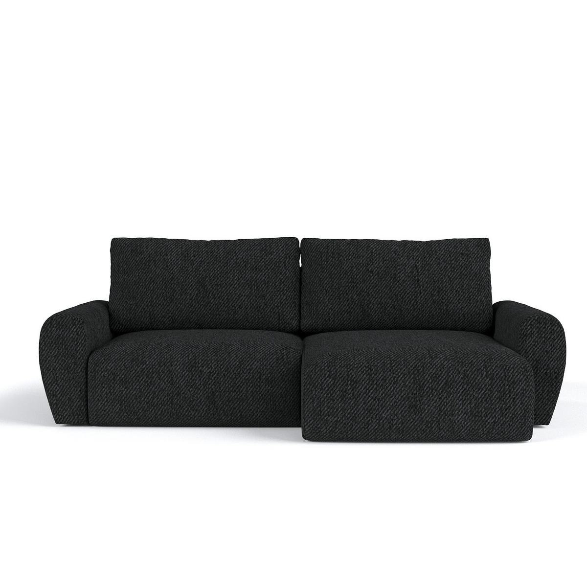 ECKSOFA OMARI mit Schlaffunktion Schwarz im Neve Stoff - Schwarz, Holz/Holzwerkstoff (253/153cm) - AltaBeds