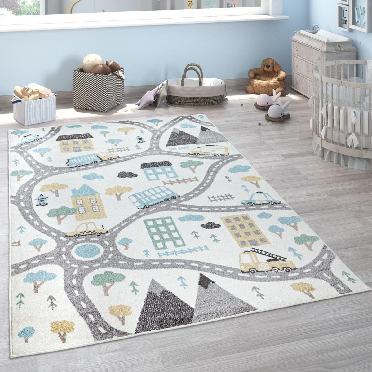 KINDERTEPPICH, mit Straßen-Motiv, Creme, 133 x 190 cm - Beige, Textil (133/190cm) - KADIMA DESIGN